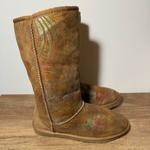 UGG Australia Rainbow Tropical Leaf Brown Boots, Women’s 6